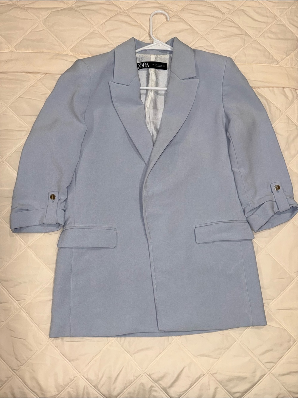 Zara Pastel Blue Women's Tailored Blazer Size M